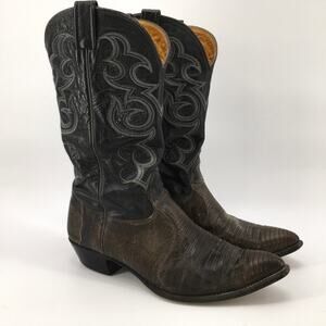Vintage Nocona Teju Lizard Leather Exotic Cowboy Boot Mens 12D 95231 Western USA